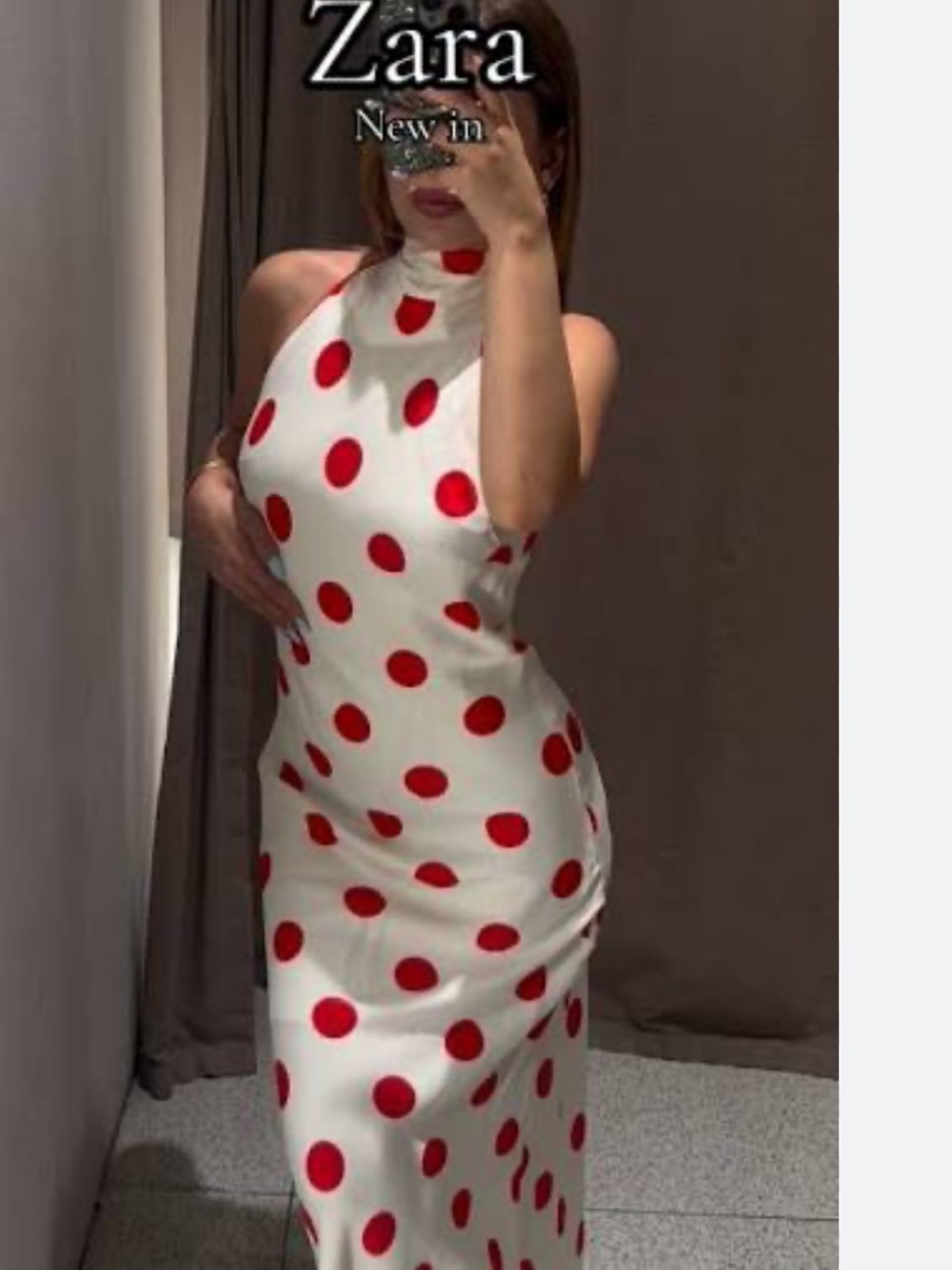 ZARA POLKA DOT HALTER MIDI DRESS - Picture 7 of 16